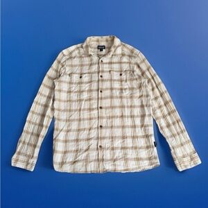 Patagonia Flannel Mens Medium Brown Fjord Lightweight Button Down Shirt Outdoors